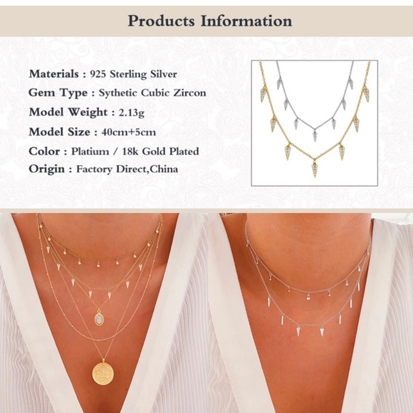 Dangling Crystal Arrowheads Gold-Plated Necklace - Picture 3 of 7